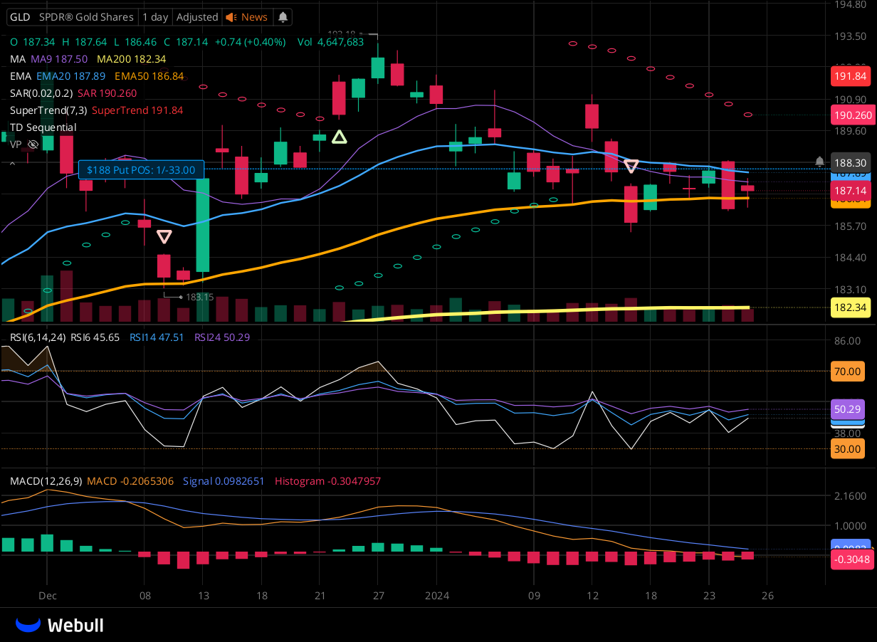 Chart for GLD as of 2024-01-25