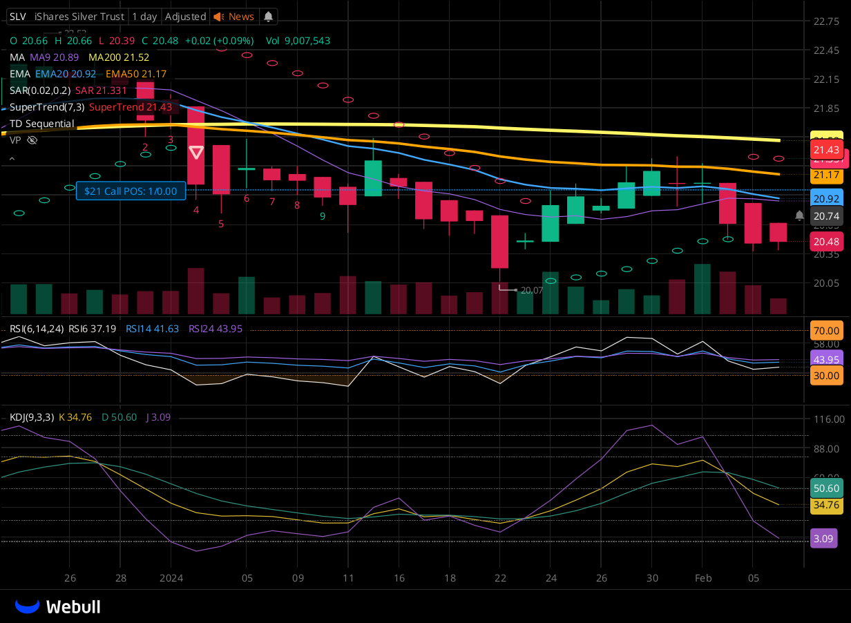 Chart for SLV as of 2024-02-06