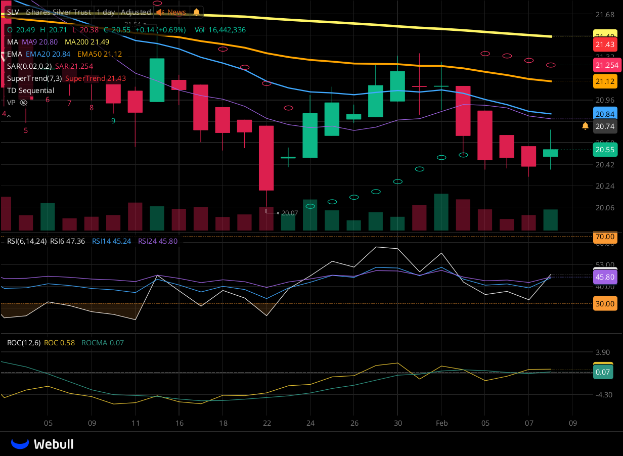 Chart for SLV as of 2024-02-08