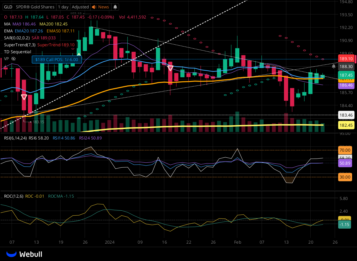 Chart for GLD as of 2024-02-22