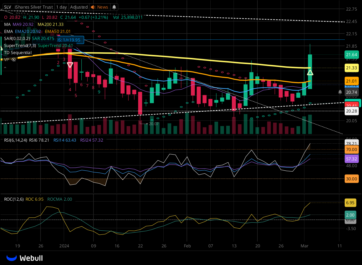 Chart for SLV as of 2024-03-04