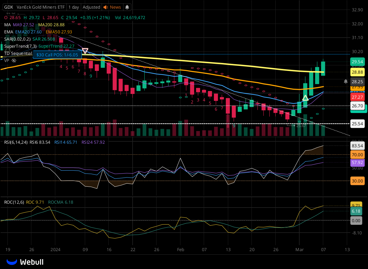 Chart for GDX as of 2024-03-07