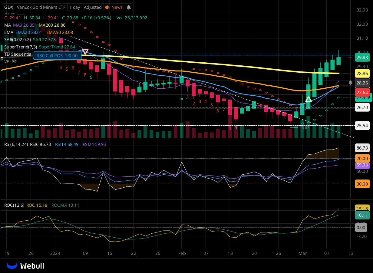 Chart for GDX as of 2024-03-11