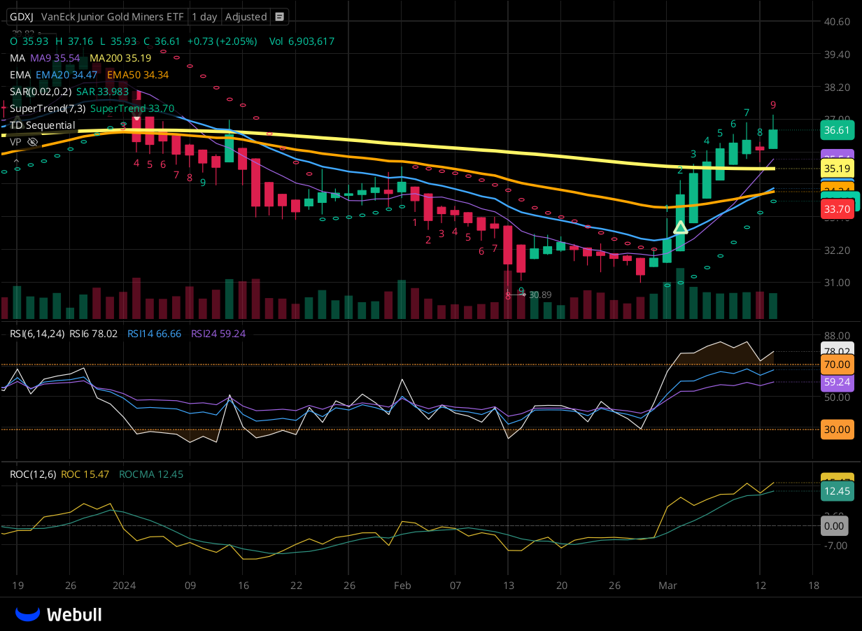 Chart for GDXJ as of 2024-03-13